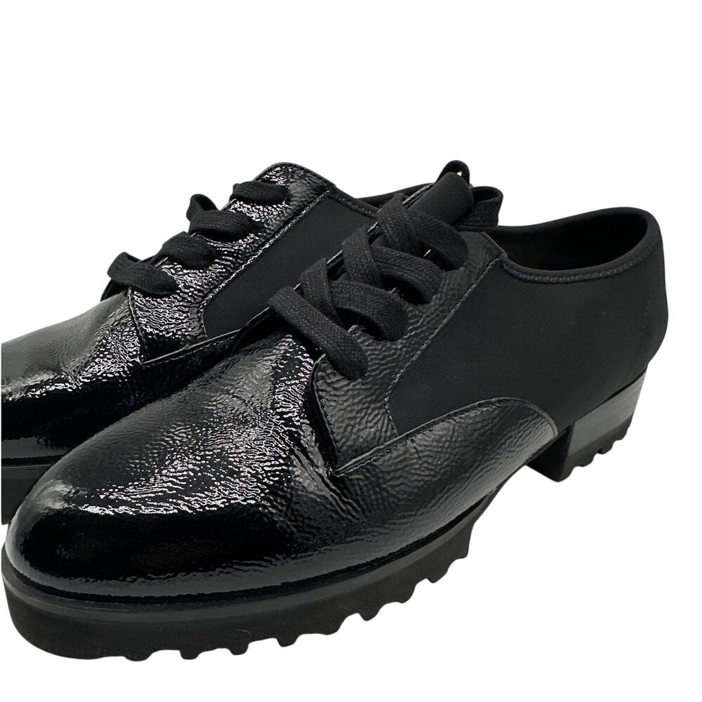 Donald Pliner Elee Lug Sole Platform Oxford Shoes Lace Up Black Leather Sz 8.5
